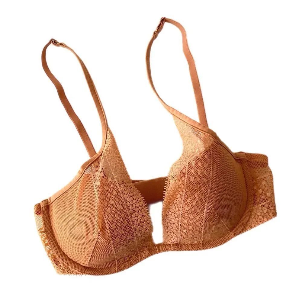 Victoria's Secret Elegant Lace Women's Bra in Orange Tan in Size 34C